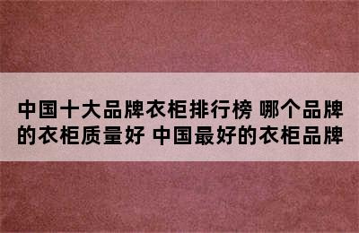 中国十大品牌衣柜排行榜 哪个品牌的衣柜质量好 中国最好的衣柜品牌